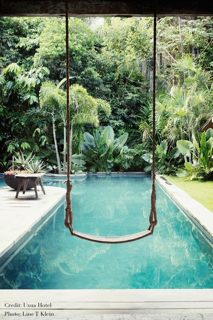 island interior design, pool swing, island resort, island pool