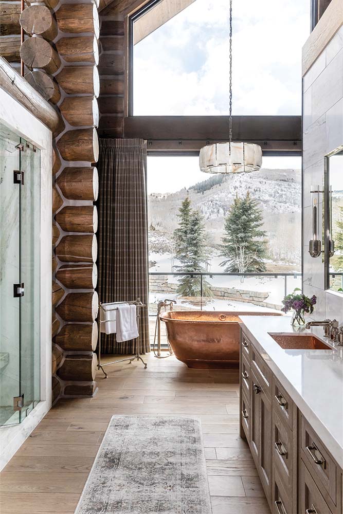 Into The Woods, Bond Design Company, Primary Bedroom and Bathroom, Copper Bathtub