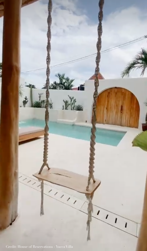 Island resort, pool swing, luxury inteiror design, turks & caicos