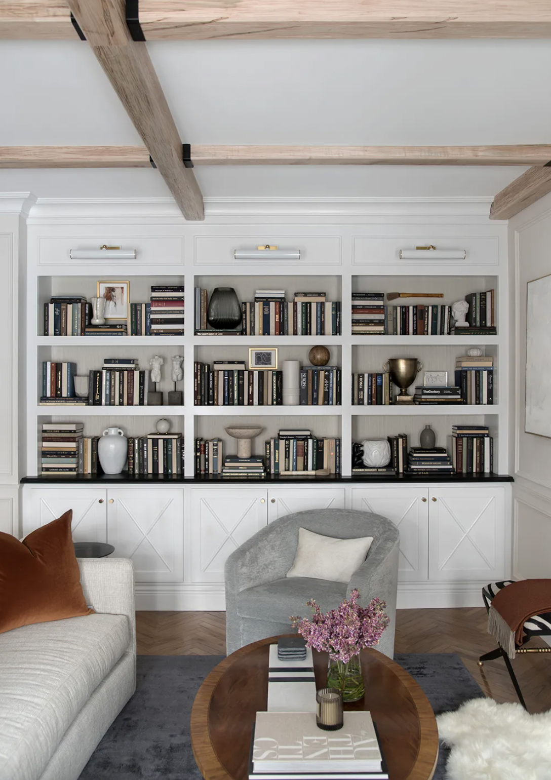 Aesthetic White, Sherwin Williams, White Gray Paint Color, Bookcase Paint Color, Bond Design Company