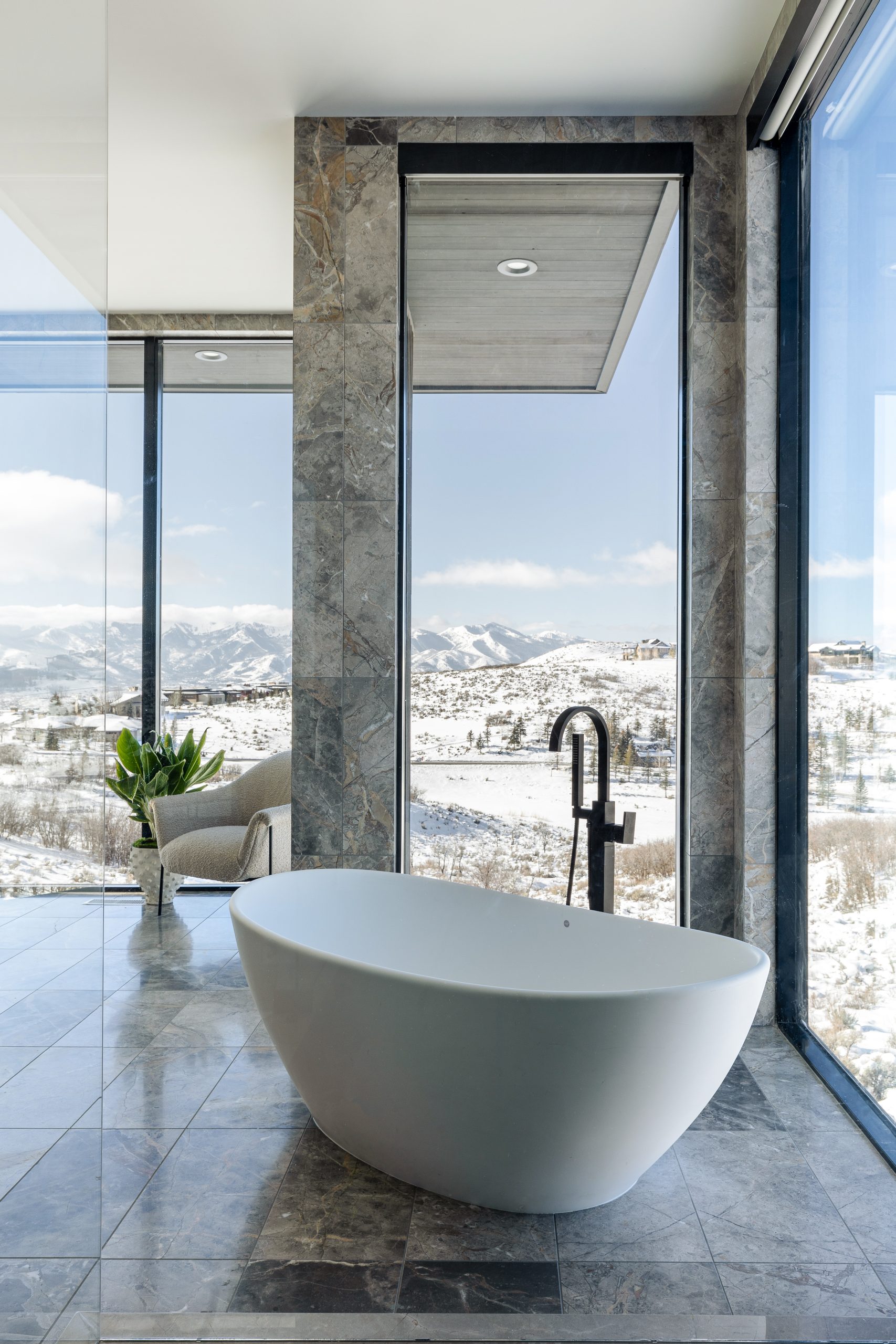 modern mountain home, luxury interior design, monochrome architecture, high-end finishes, Promontory Utah